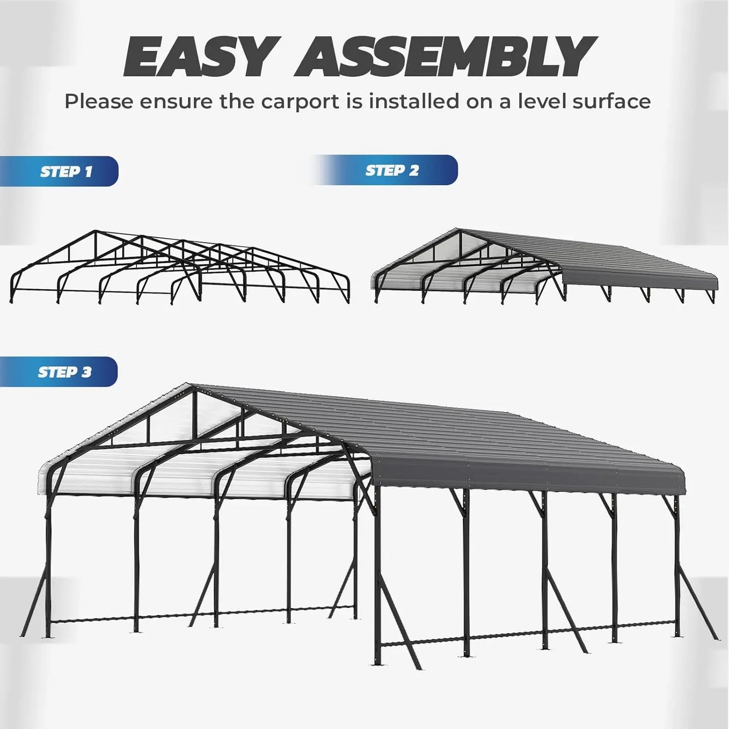 Heavy Duty Metal Carport With Galvanized Steel Frame