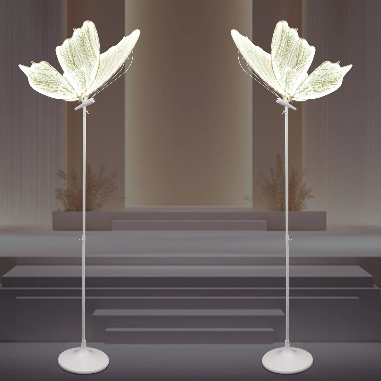 2-Pack Wedding Butterfly Floor Lamp Adjustable Height
