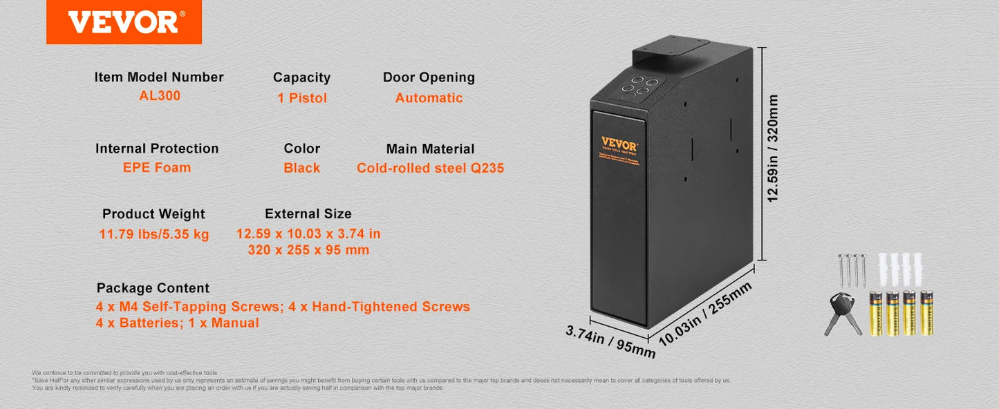 Pistol Safe With Biometric Access For Quick 3 Way Entry