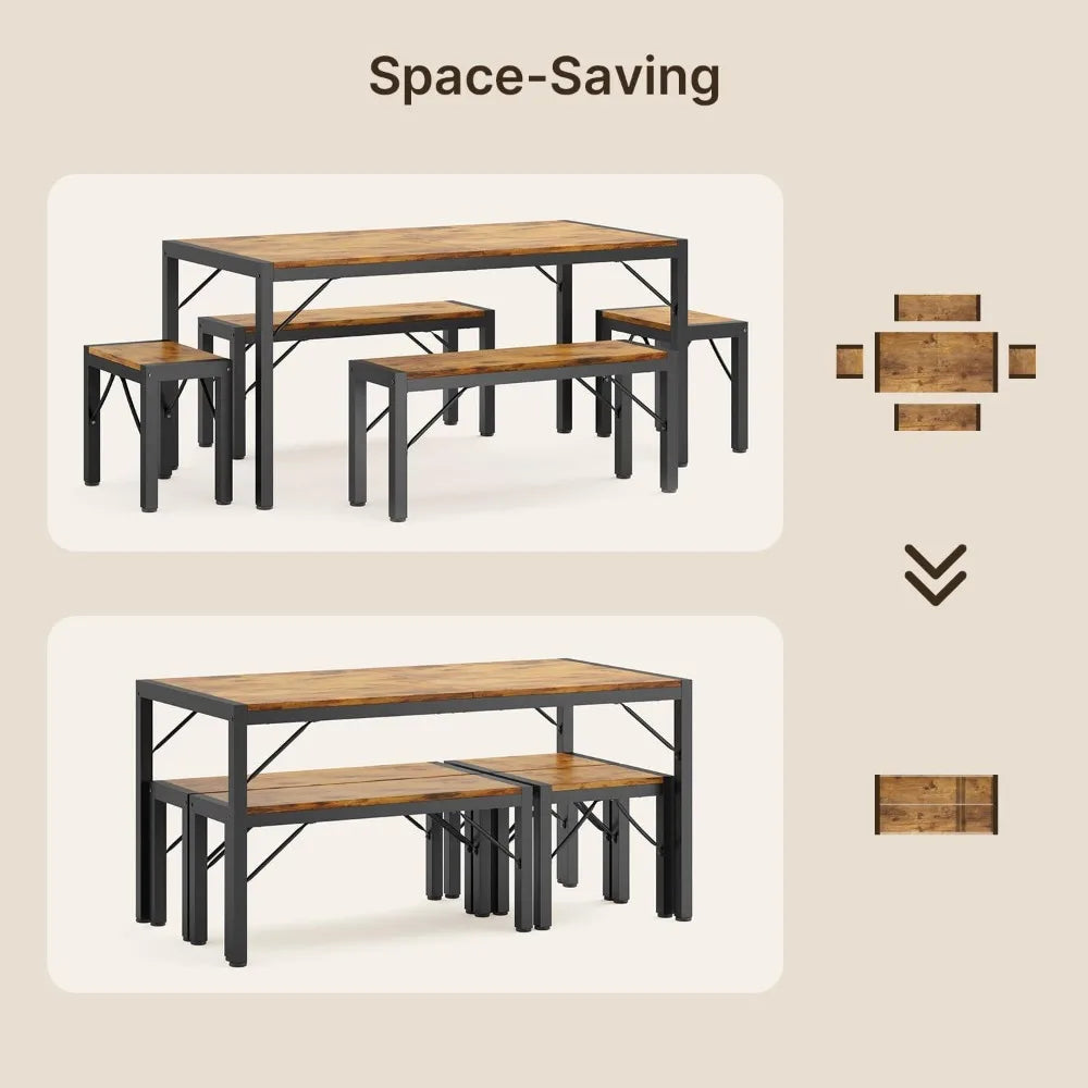 Dining Room Table Set With Modern Metal Frame Rectangular