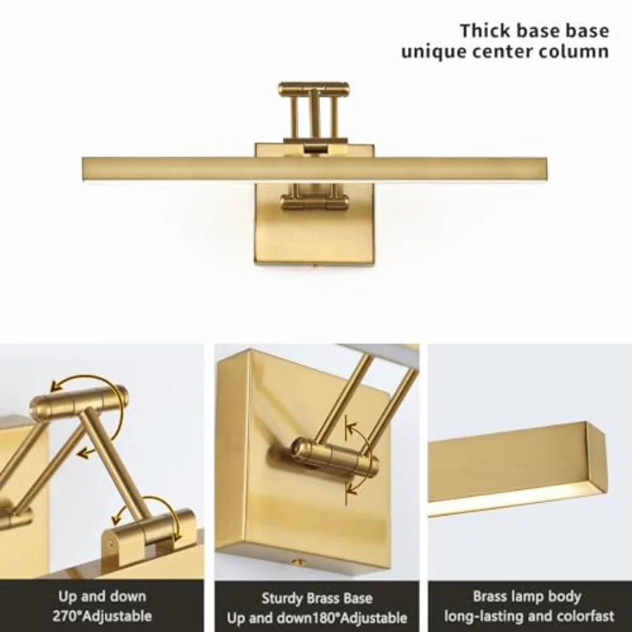 Brass Hardwired LED Picture Light For Paintings And Wall Art