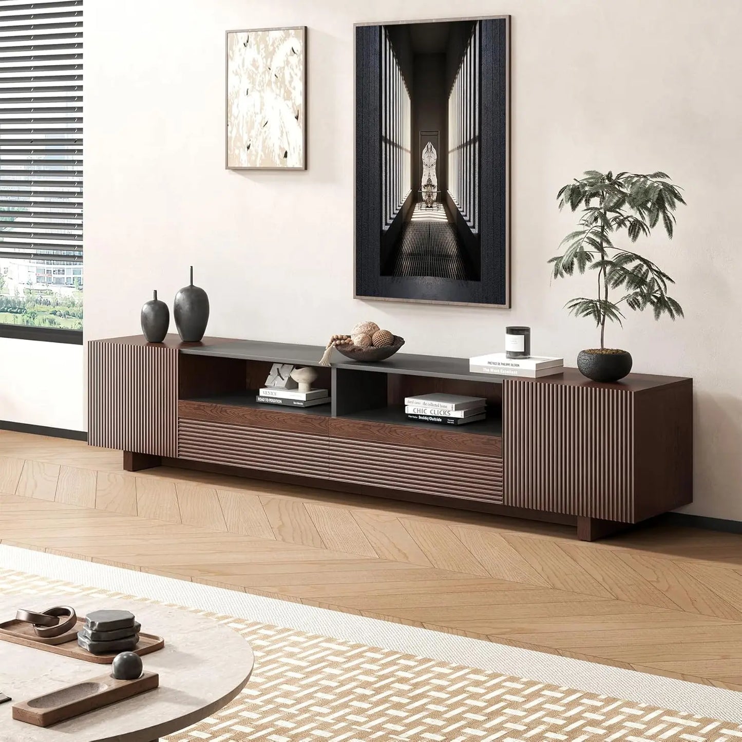 Guangbai TV Stand With Storage Cabinets And Drawers
