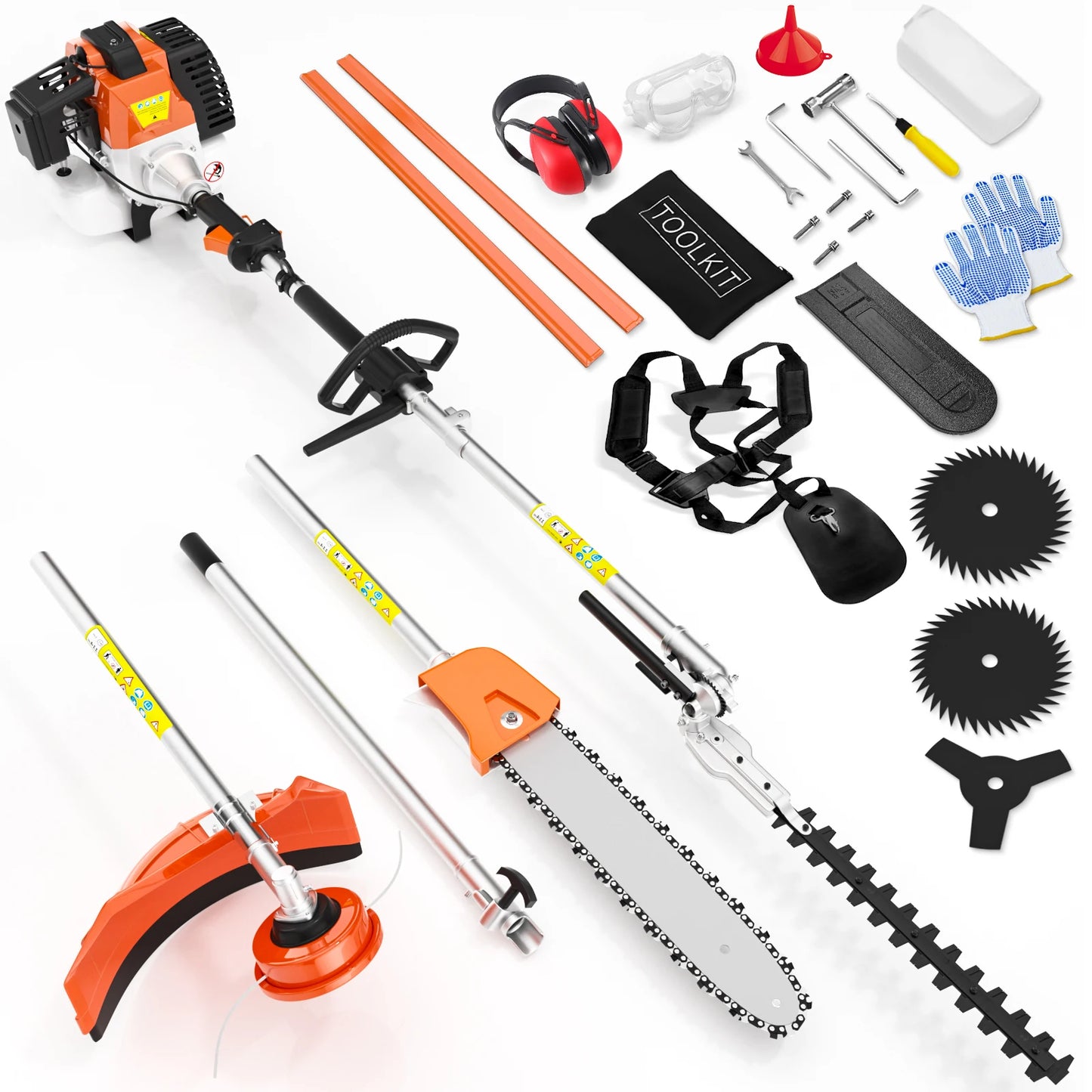 Gas Powered 6 In 1 Hedge Trimmer, Weed Eater, Cutter