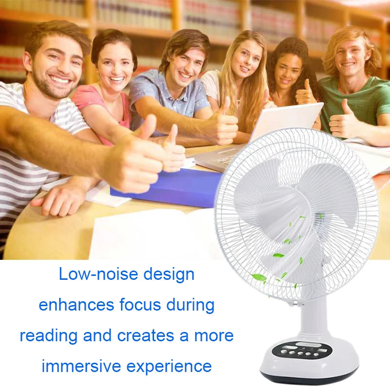 HUANJI Solar Portable Fan with USB Charging and LED Lights