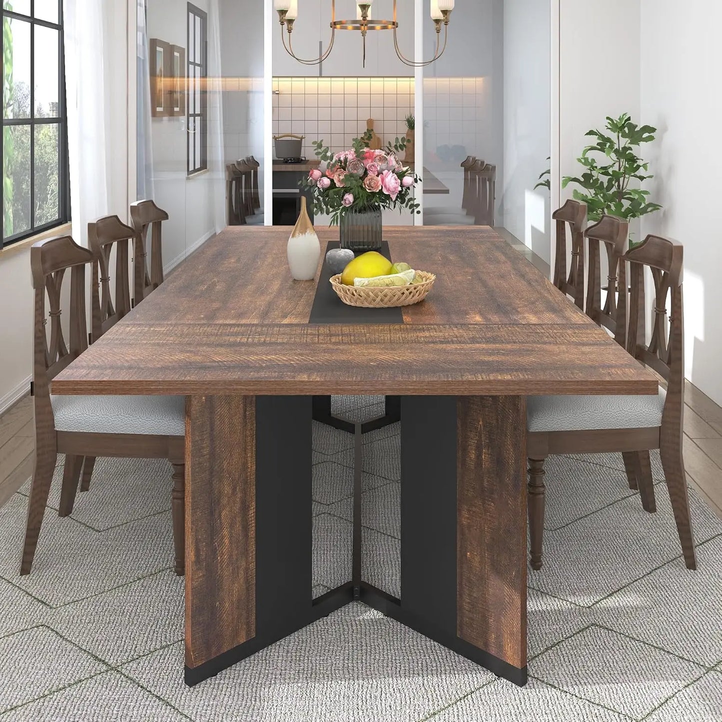 Modern Waterproof Rectangular Dining Table For Six To Eight