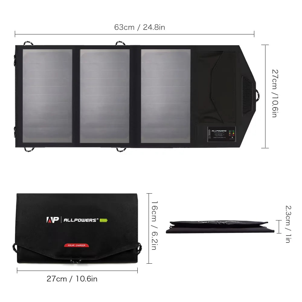 ALLPOWERS Foldable 21W Waterproof Solar Panel Portable Charger For Mobile Phone