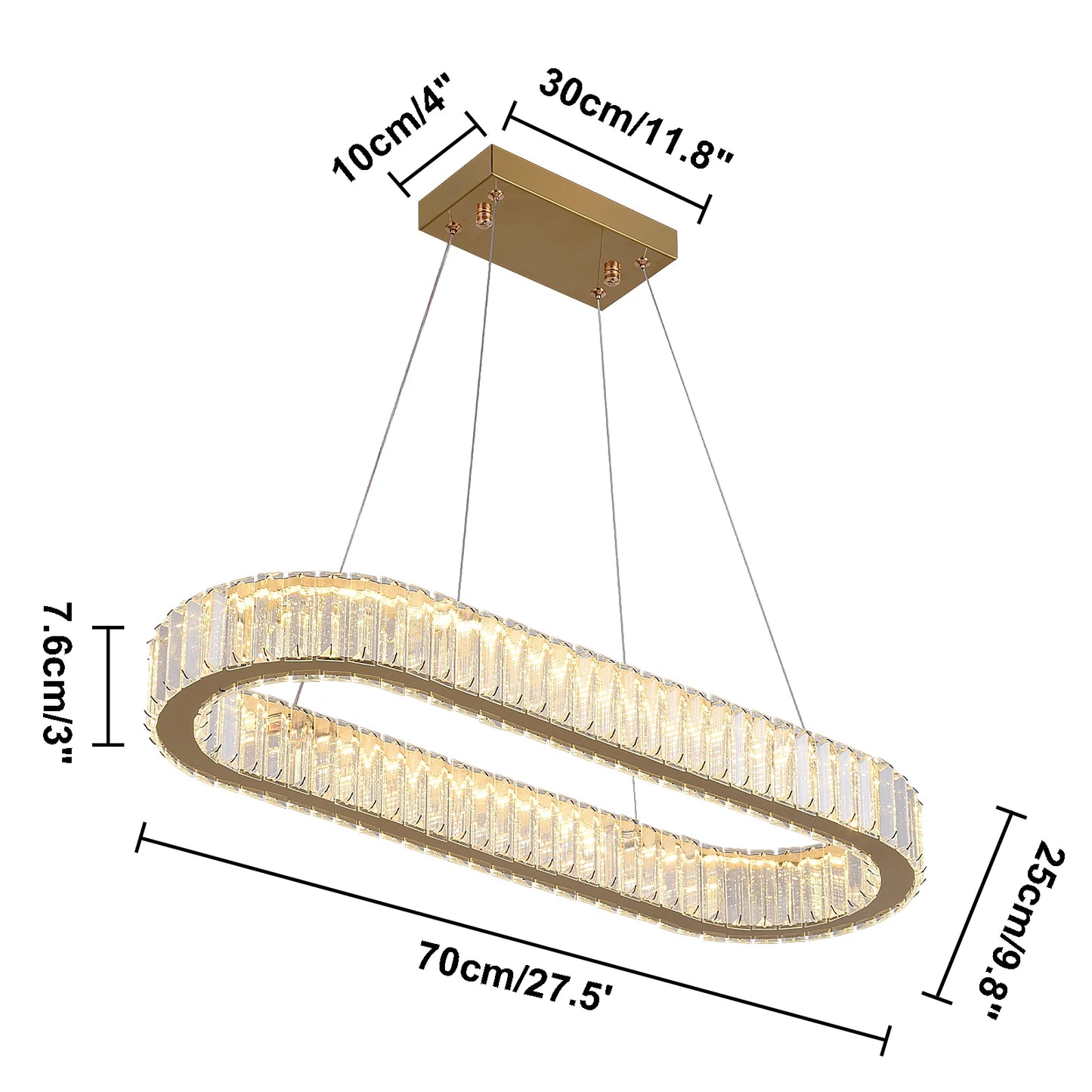 VETRULUS Modern Luxury Crystal Oval LED Pendant Chandelier