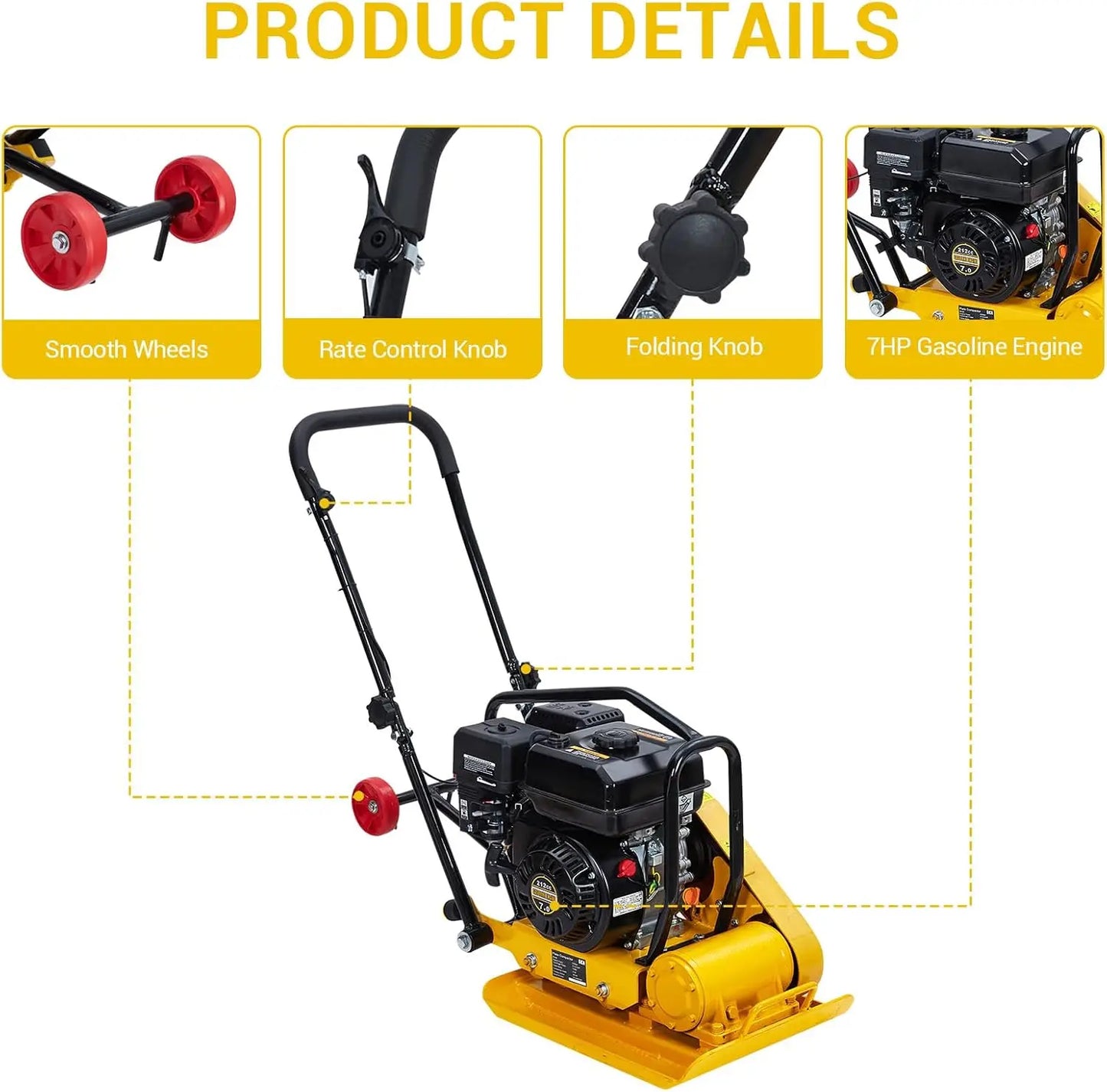 TWISTER.CK Plate Compactor 7HP 212cc Gas Engine 5,600 VPM
