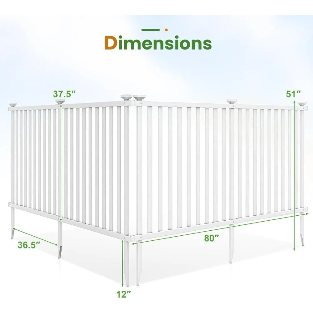 Picket Fence Four Panel Outdoor Garden Fence For Yard Privacy