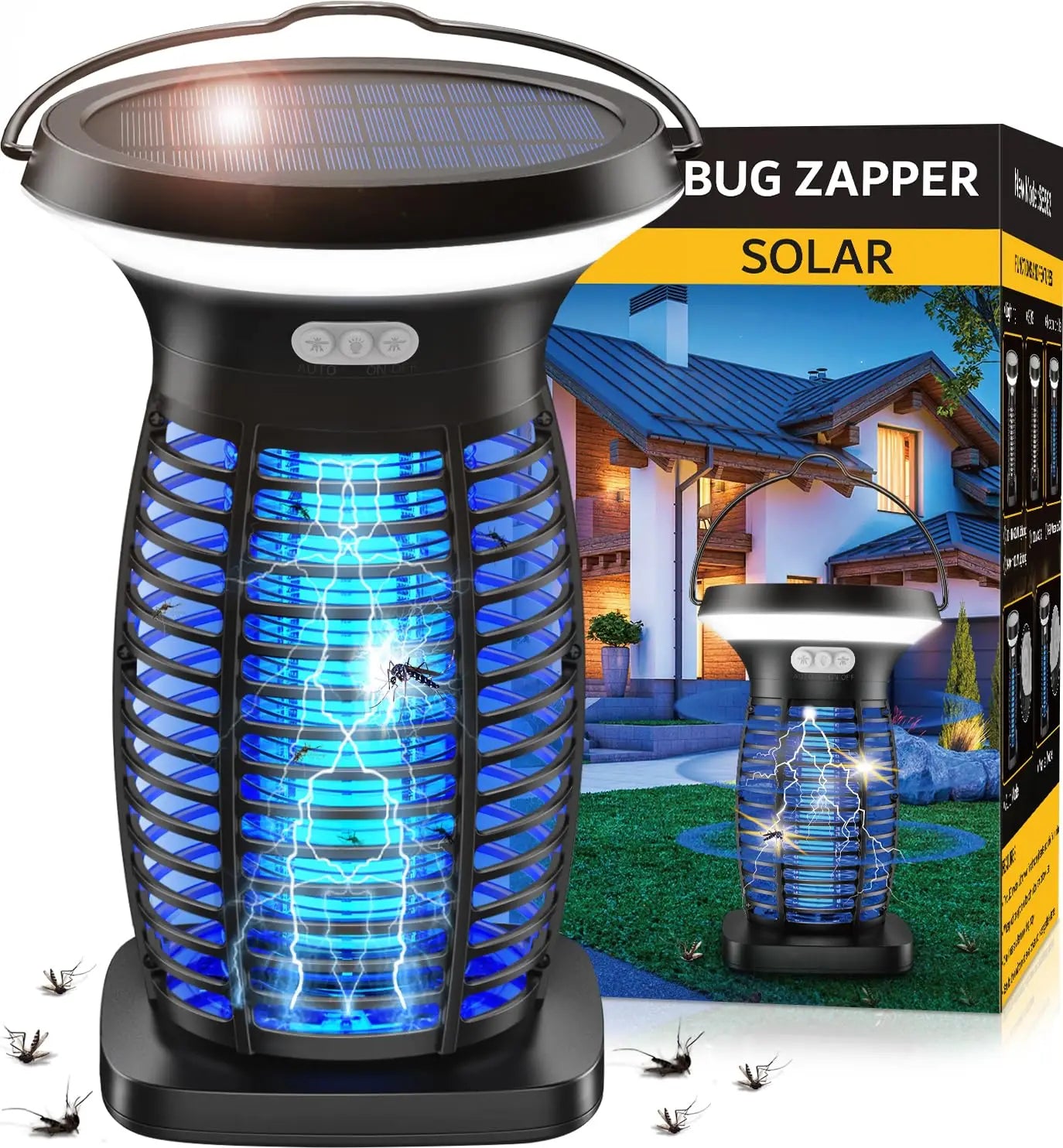 Outdoor Solar Bug Zapper With Panel Sensor And LED Night