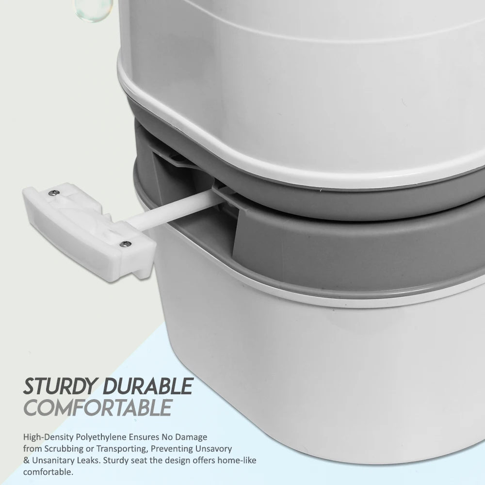 Portable Camping Toilet 5.8 Gallon With Paper Storage Leakproof RV