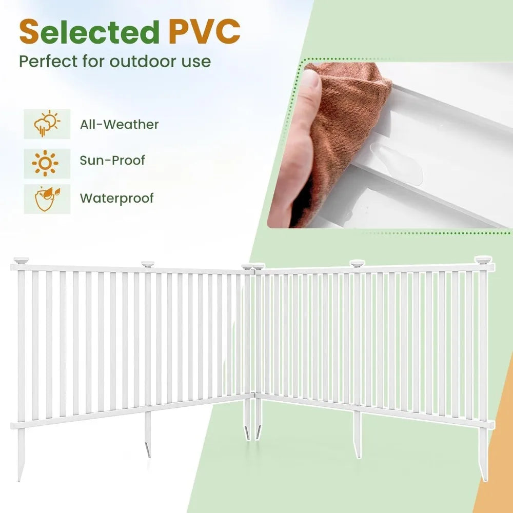 Picket Fence Four Panel Outdoor Garden Fence For Yard Privacy