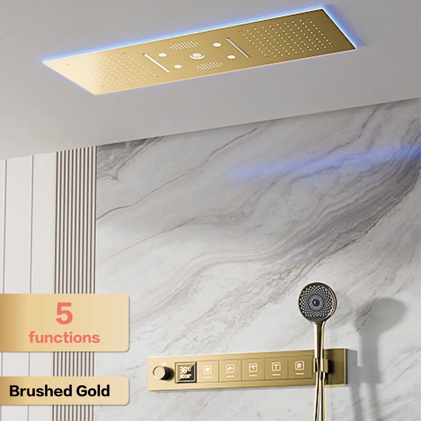 Aitana Luxury Brass Gunmetal LED Display Thermostatic Shower System