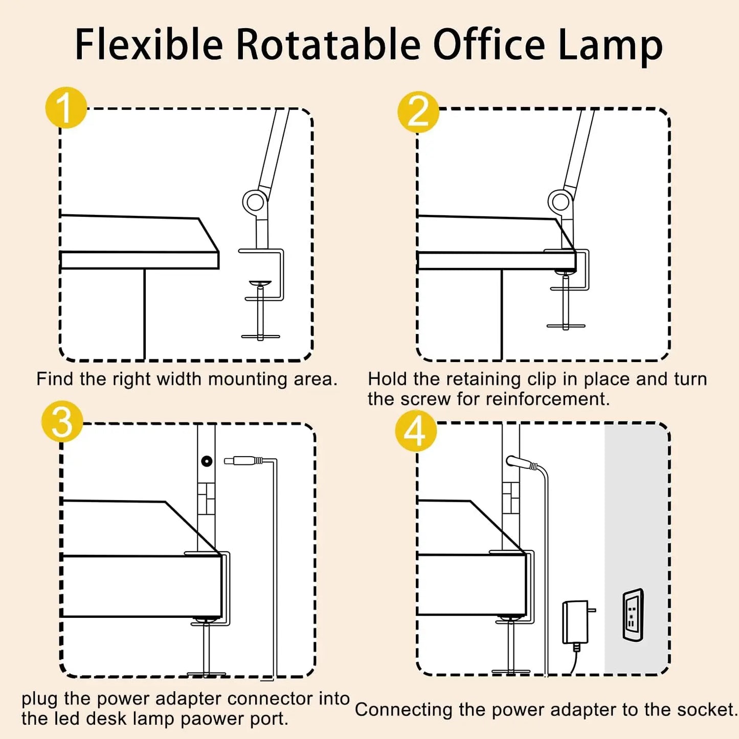 Led Desk Lamp With Clamp Arm Dimmable 4 Color Modes