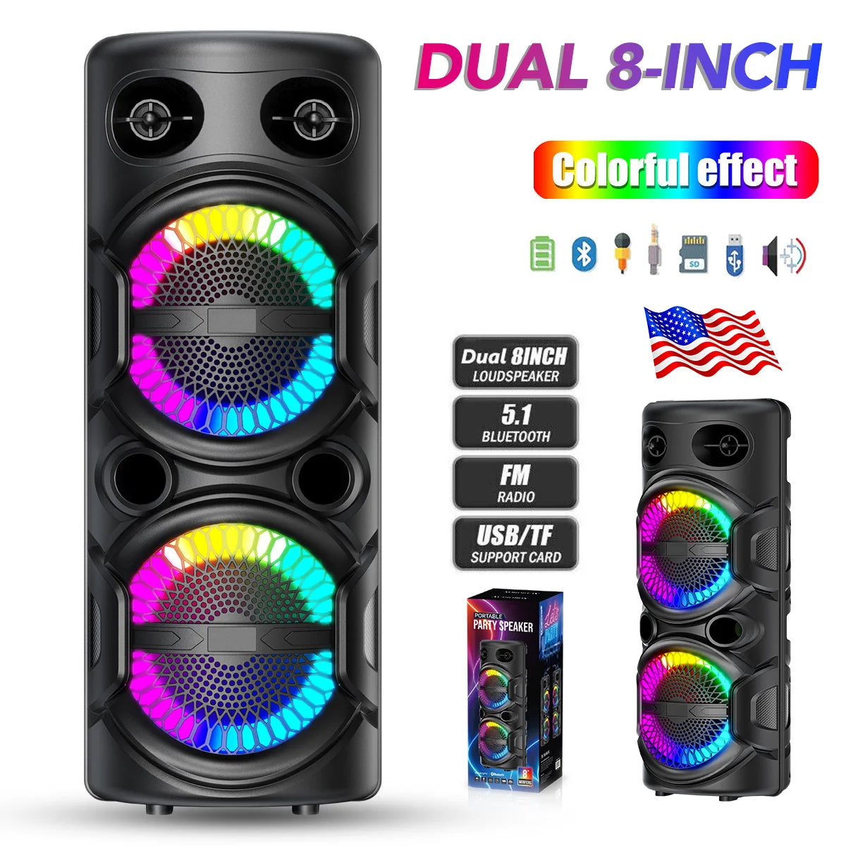 CURUK 3000W Portable Bluetooth Speaker Subwoofer Heavy Bass