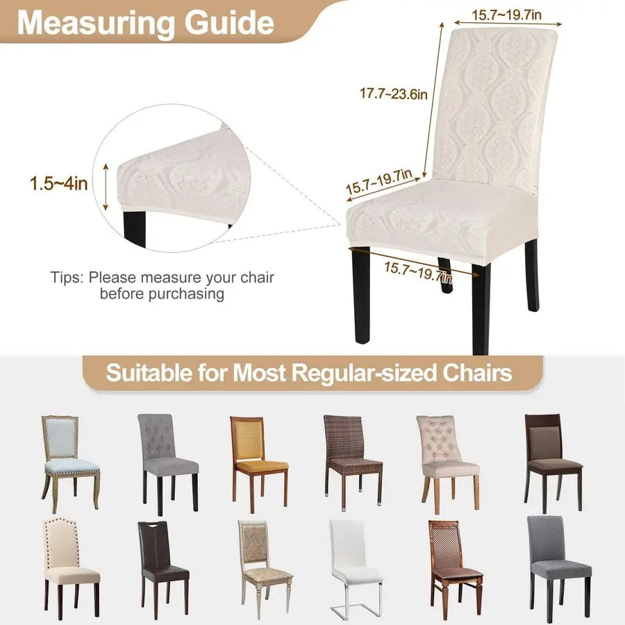 Waterproof Dining Chair Covers Set Stretch Jacquard Parsons Slipcovers