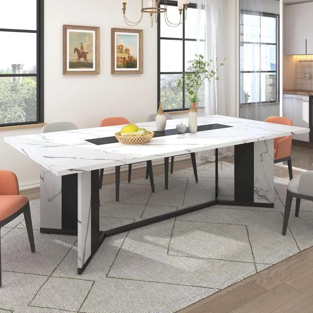Modern Waterproof Rectangular Dining Table For Six To Eight