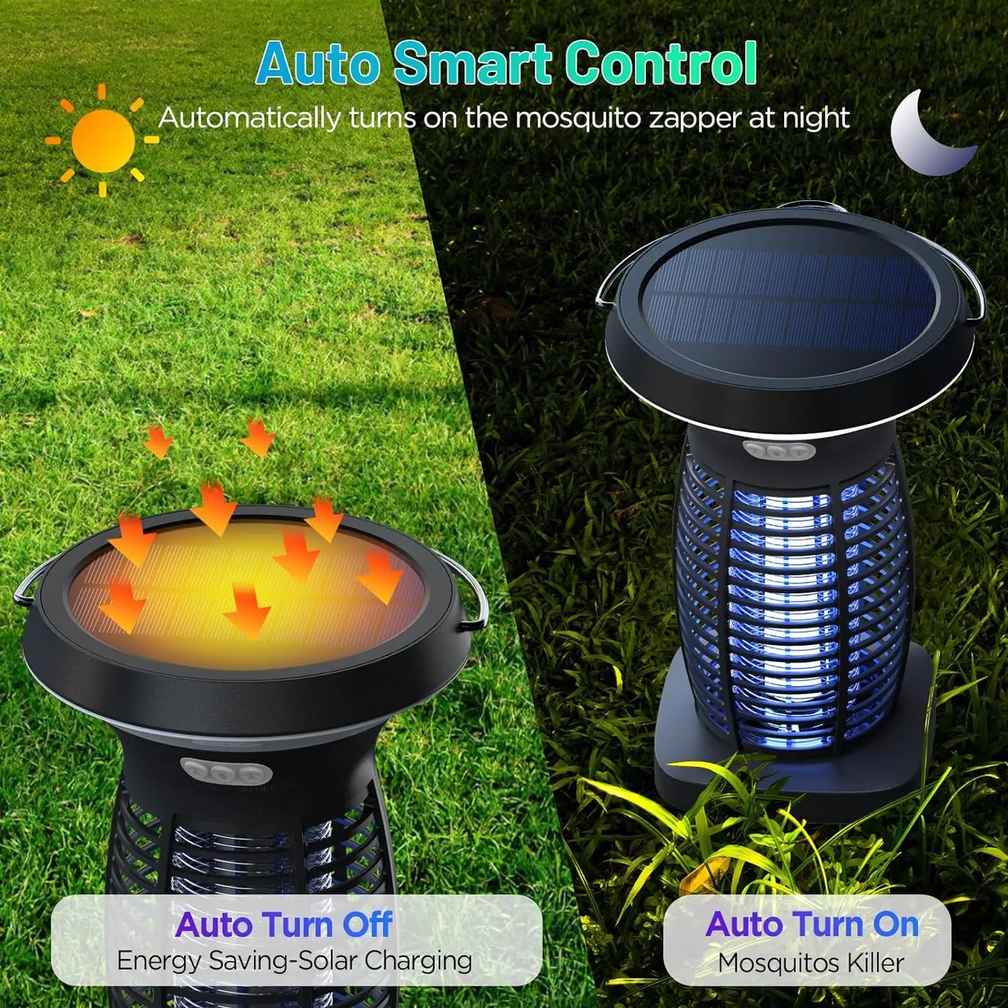 Outdoor Solar Bug Zapper With Panel Sensor And LED Night