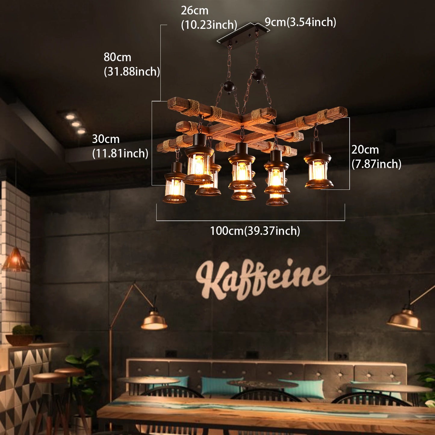 Vintage Wood Ceiling Chandelier Pendant Lamp