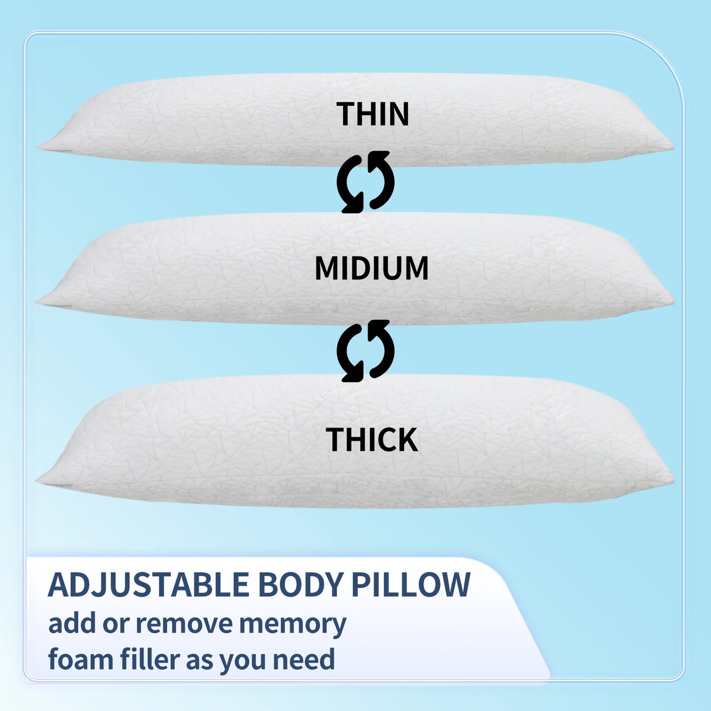 Memory Foam Body Pillow For Adults Restful Sleep Comfort