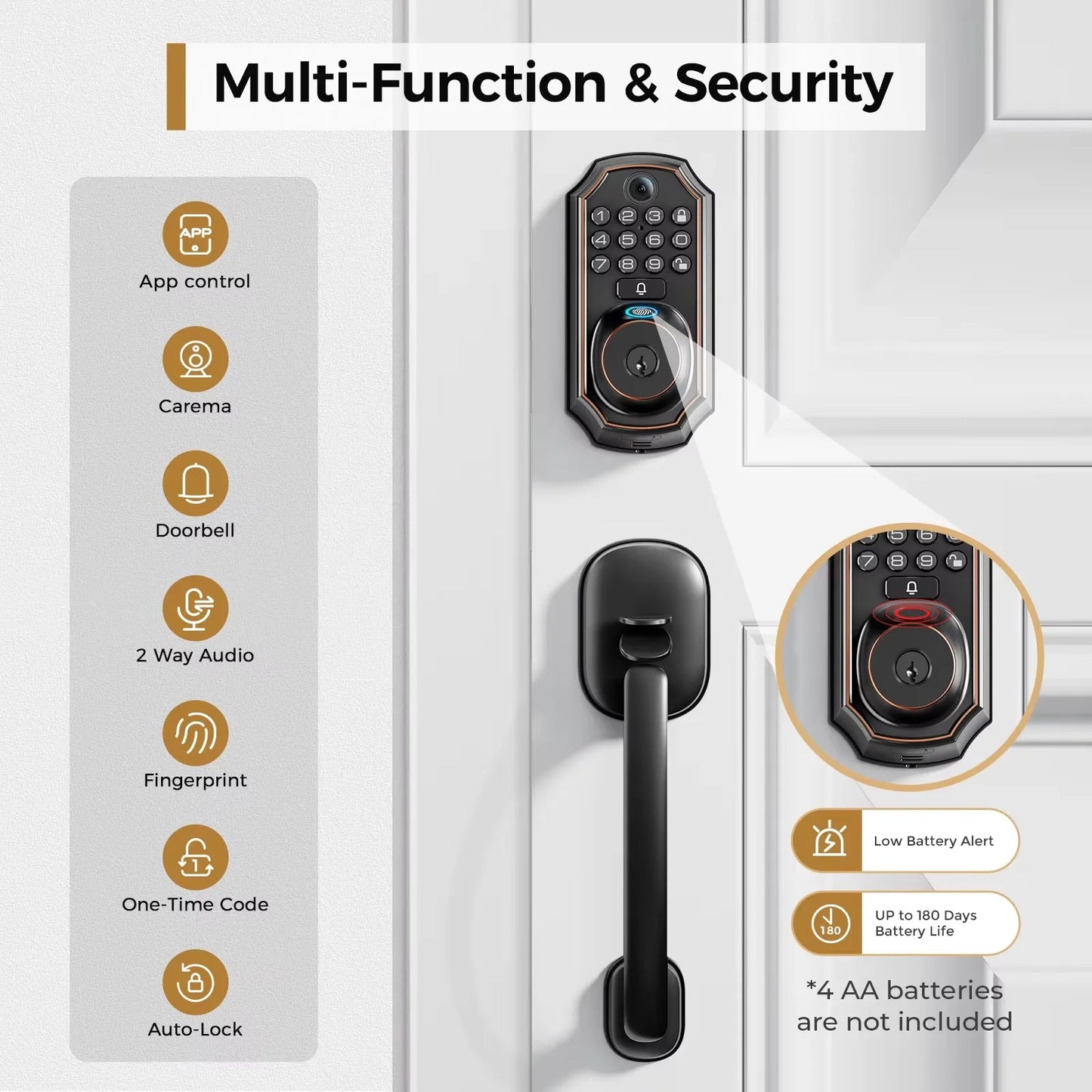 Arpha D289H Smart Lock WiFi Keyless Door Lock With Camera