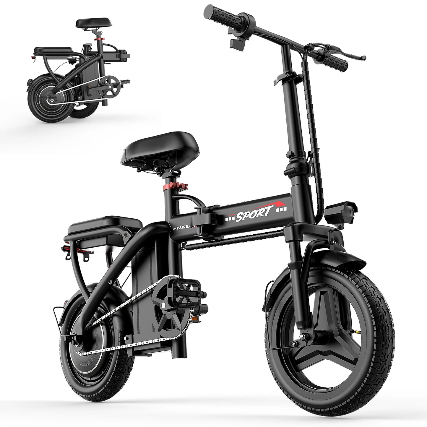 Folding Electric Bicycle 48V 1000W LCD Display 30 Mile Range