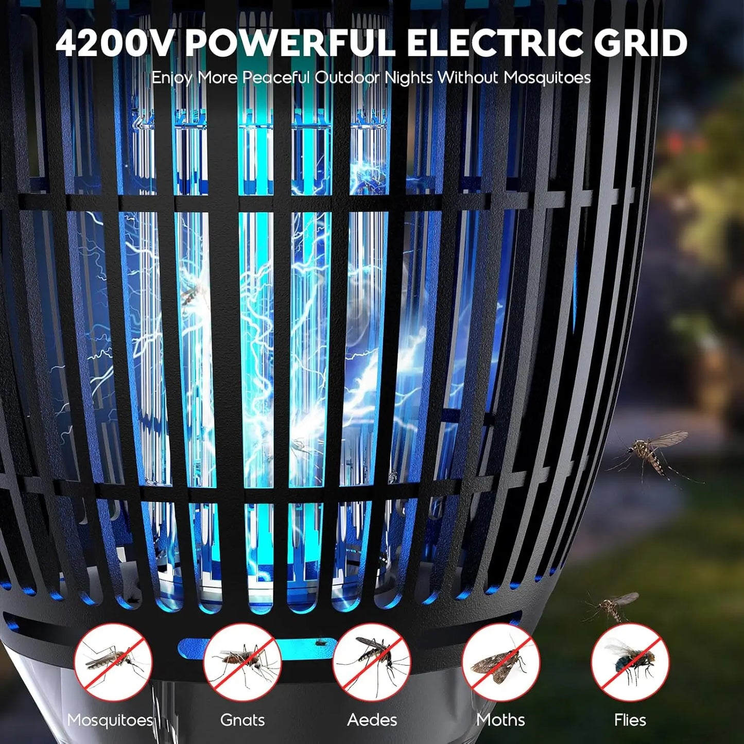 Solar Bug Zapper Outdoor 3-In-1 Mosquito Zapper For Yard