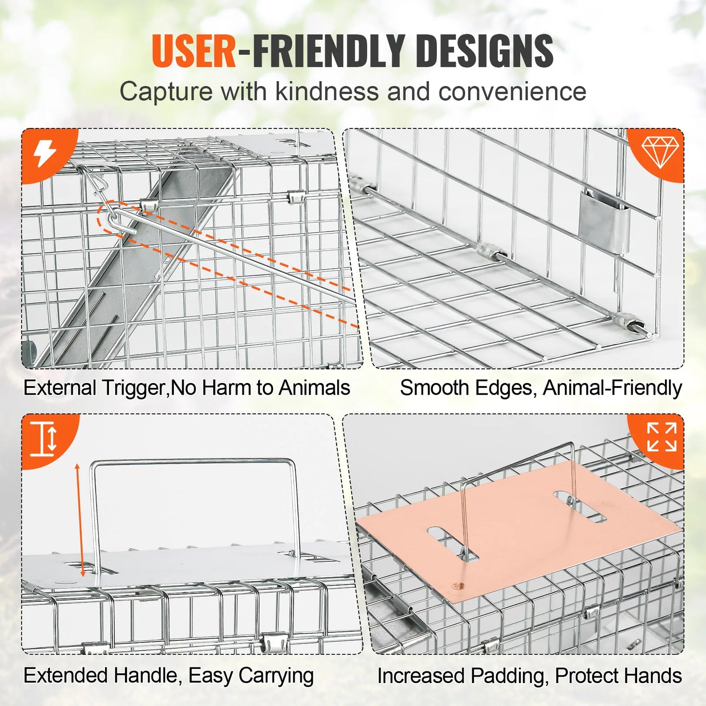 SucceBuy Folding Live Animal Cage Trap Humane Cat Rodent Control
