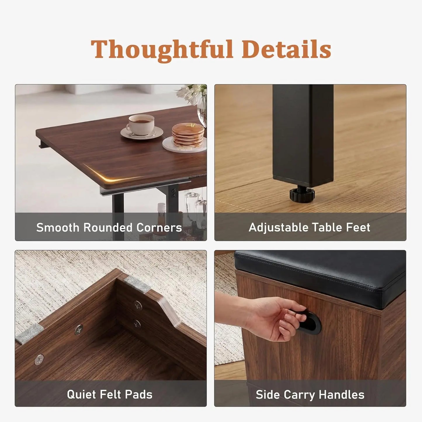 Extendable Breakfast Nook Table Set With Storage Benches And Stools