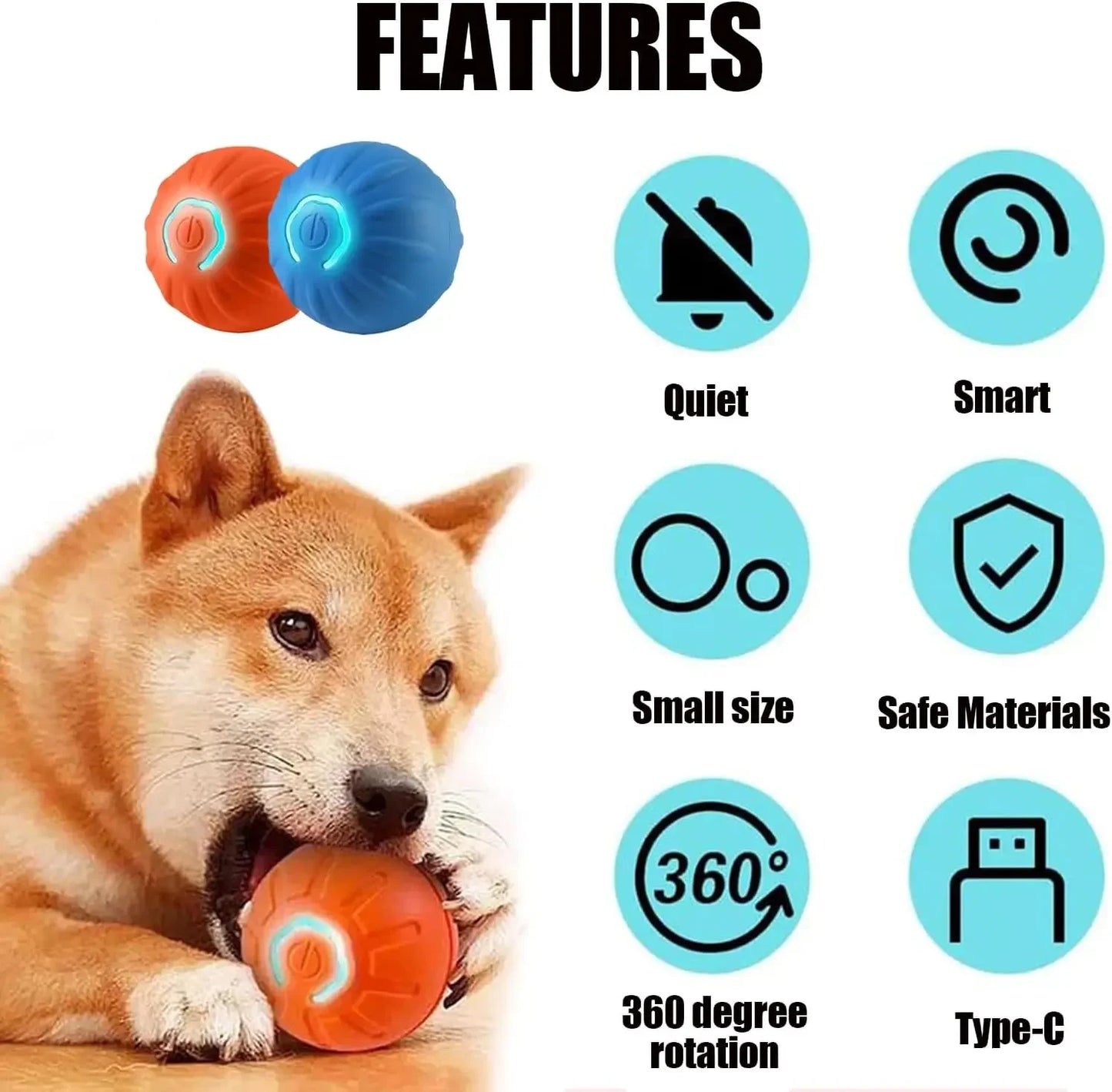 Smart Jumping Ball Dog Toy With Vibrating Shaky Bouncing Action