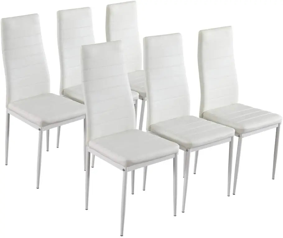 Dining Chairs Set of 4 With PU Leather Padded High Back Foot Cap Protection