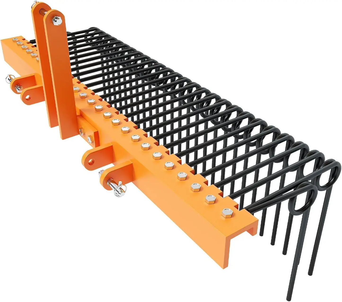 HiMISS 72 Inch Pine Straw Rake With Coil Spring Tines