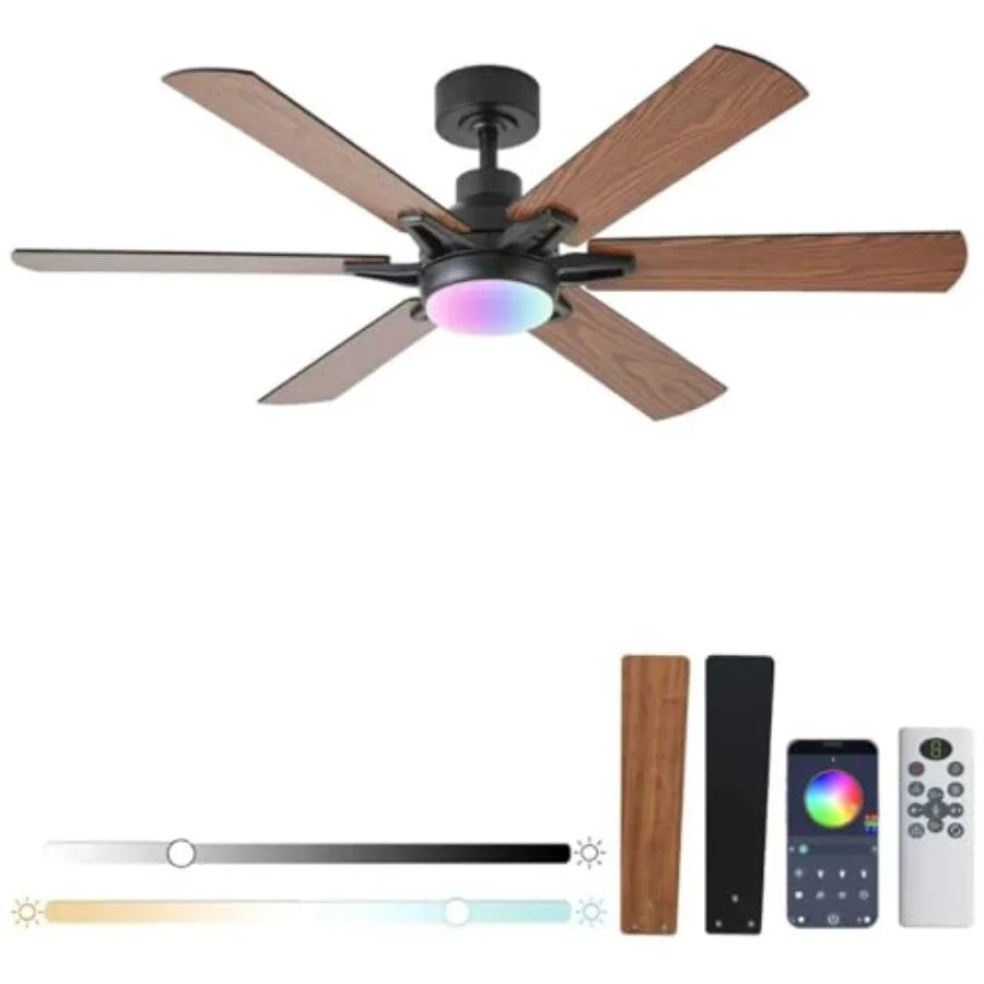 Ceiling Fan With RGB Lights Remote And App Control