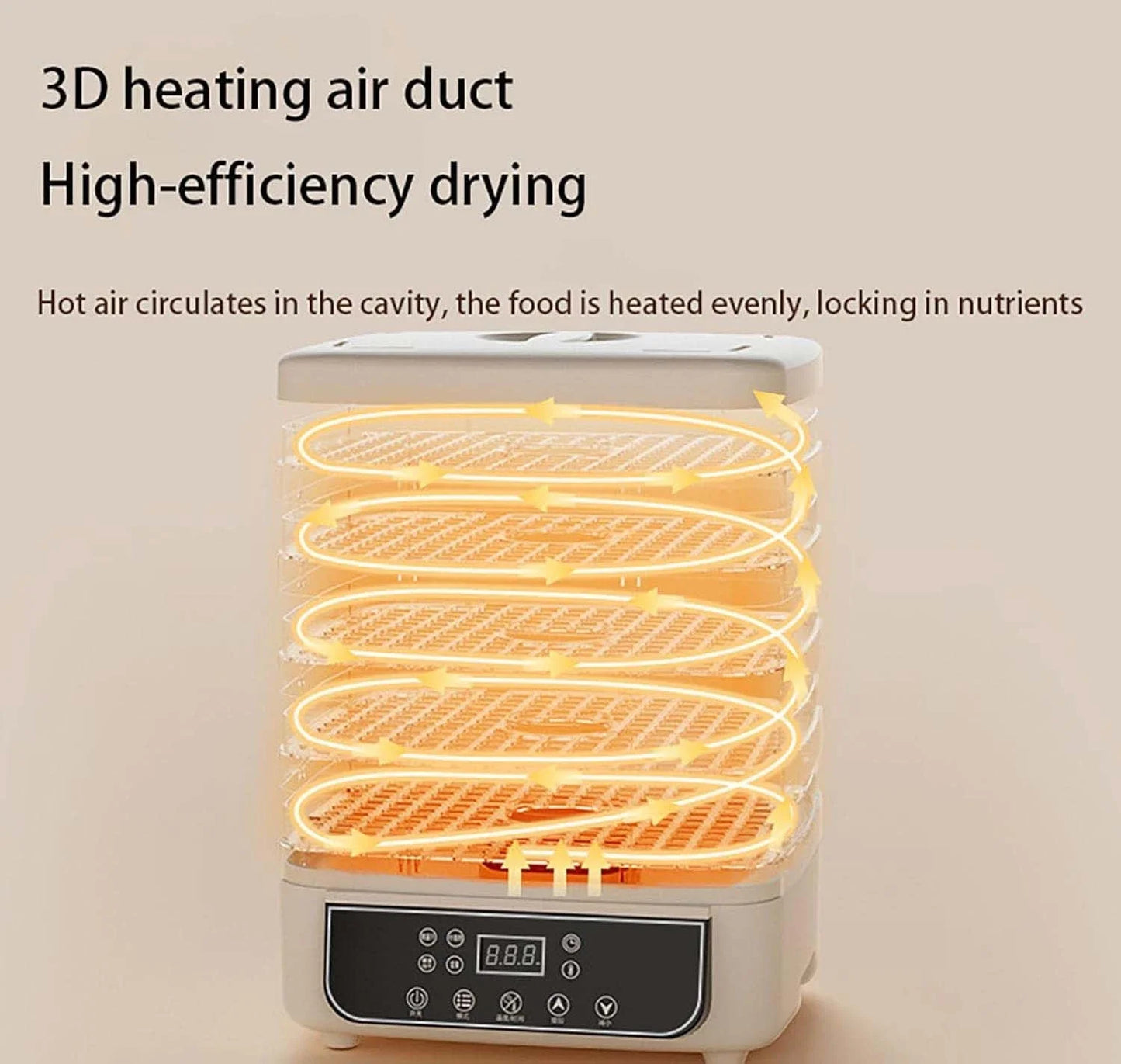 Five Layer Fruit Dryer With Adjustable Temperature And Touch Control