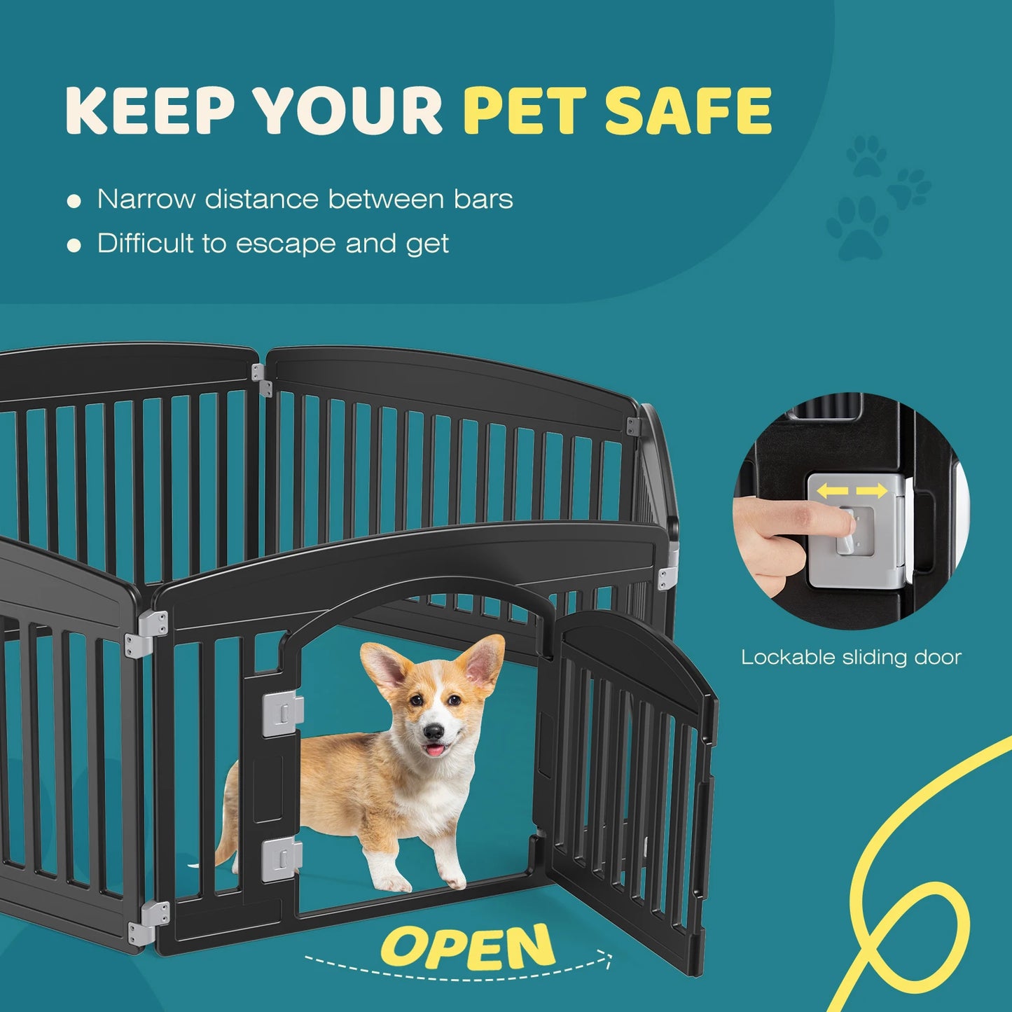 JHK Plastic Dog Playpen 6 Panel Expandable Indoor Outdoor
