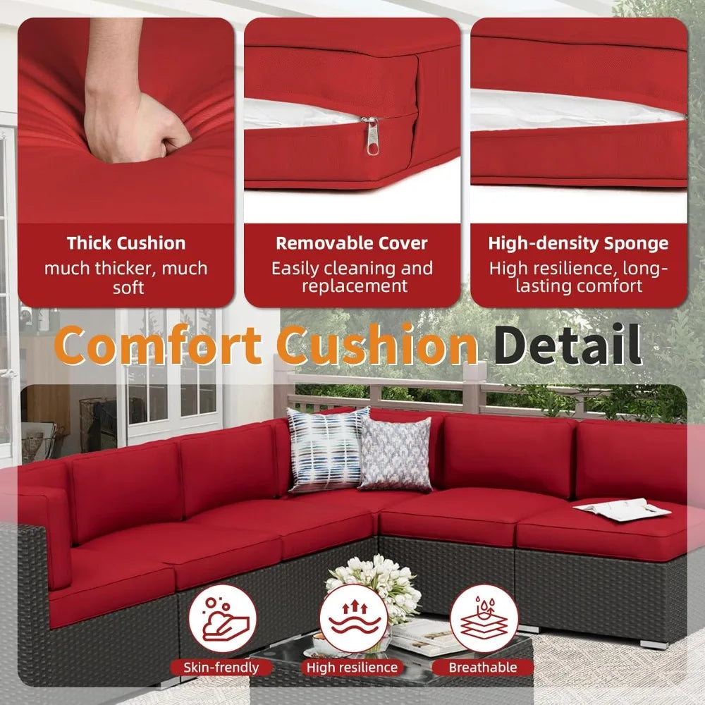 Outdoor Patio Sofa Set Rattan With Glass Table Cushions Included