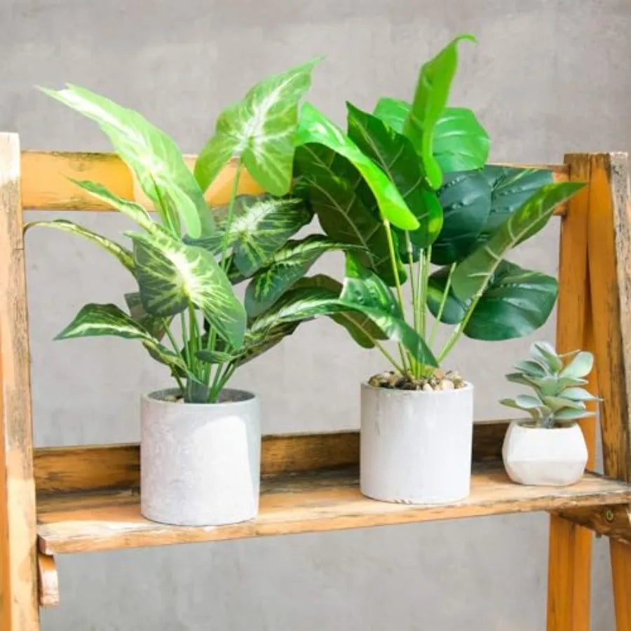 2 Pack Fake Plants Artificial Tropical Faux Plants Indoor for Office Desk Home Sage Green Decor