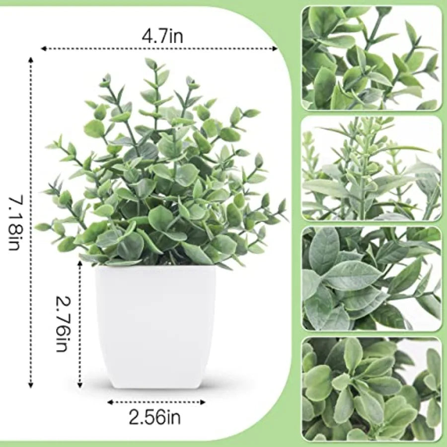 4 Pack Fake Plants Mini Artificial Greenery Potted Plants for Home Decor Indoor Office Table Room Farmhouse Bathroom Decor