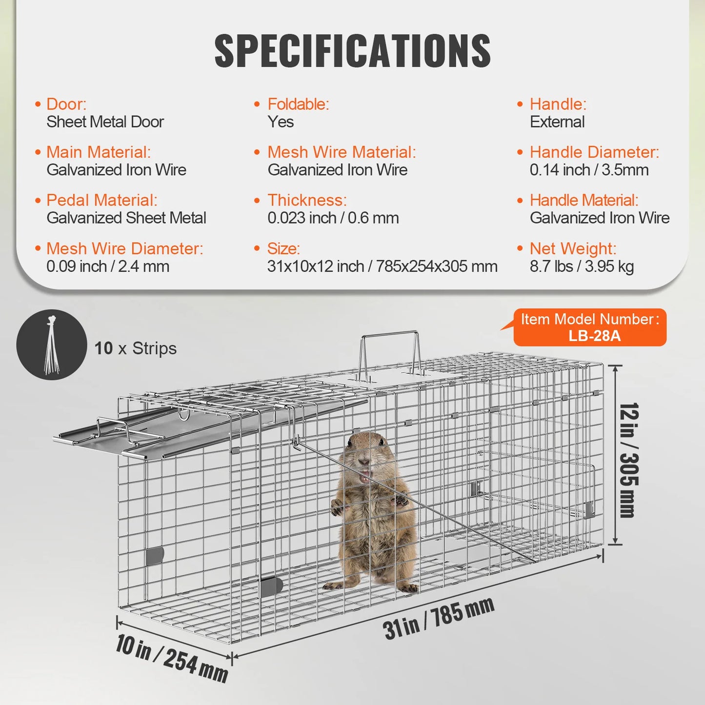 SucceBuy Folding Live Animal Cage Trap Humane Cat Rodent Control