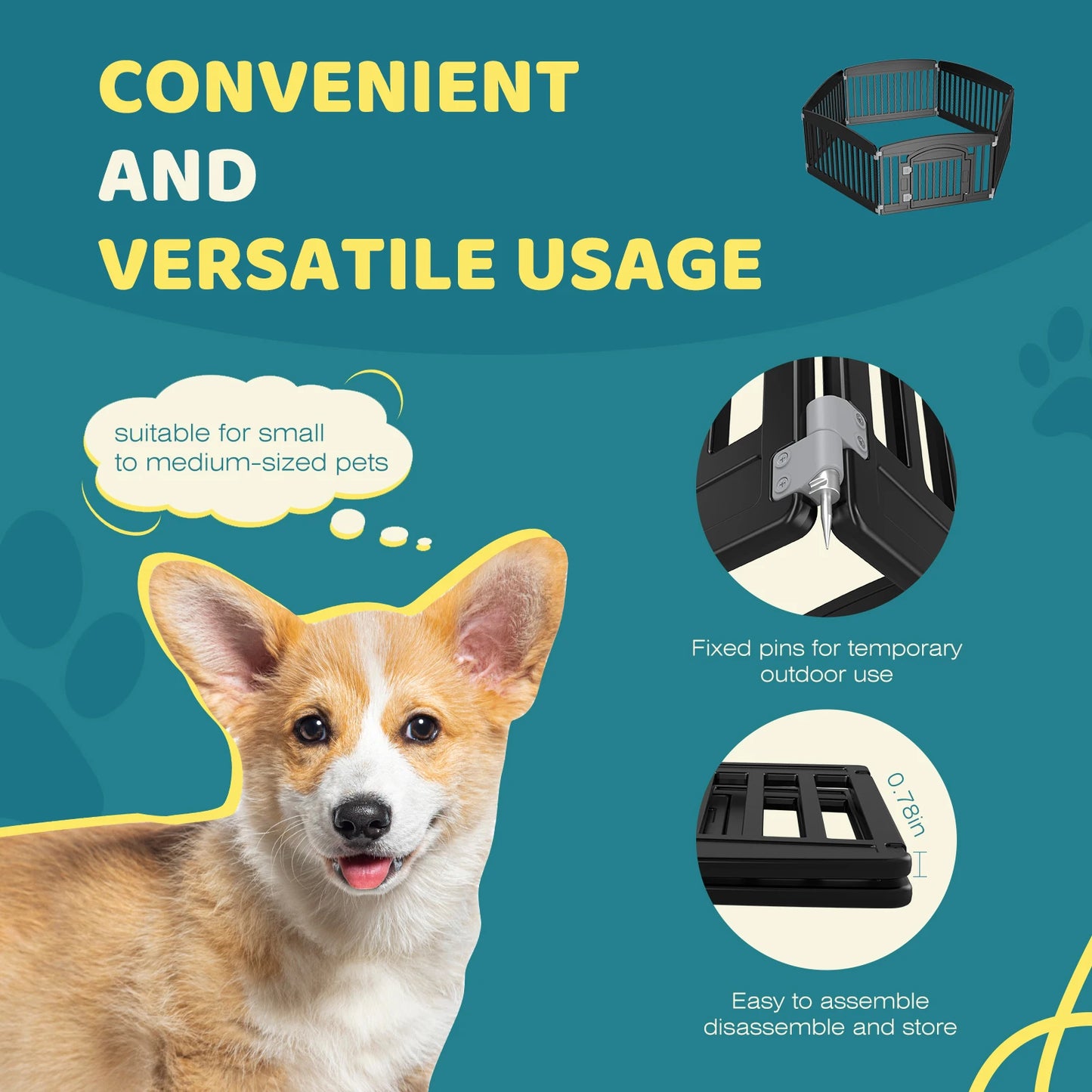 JHK Plastic Dog Playpen 6 Panel Expandable Indoor Outdoor