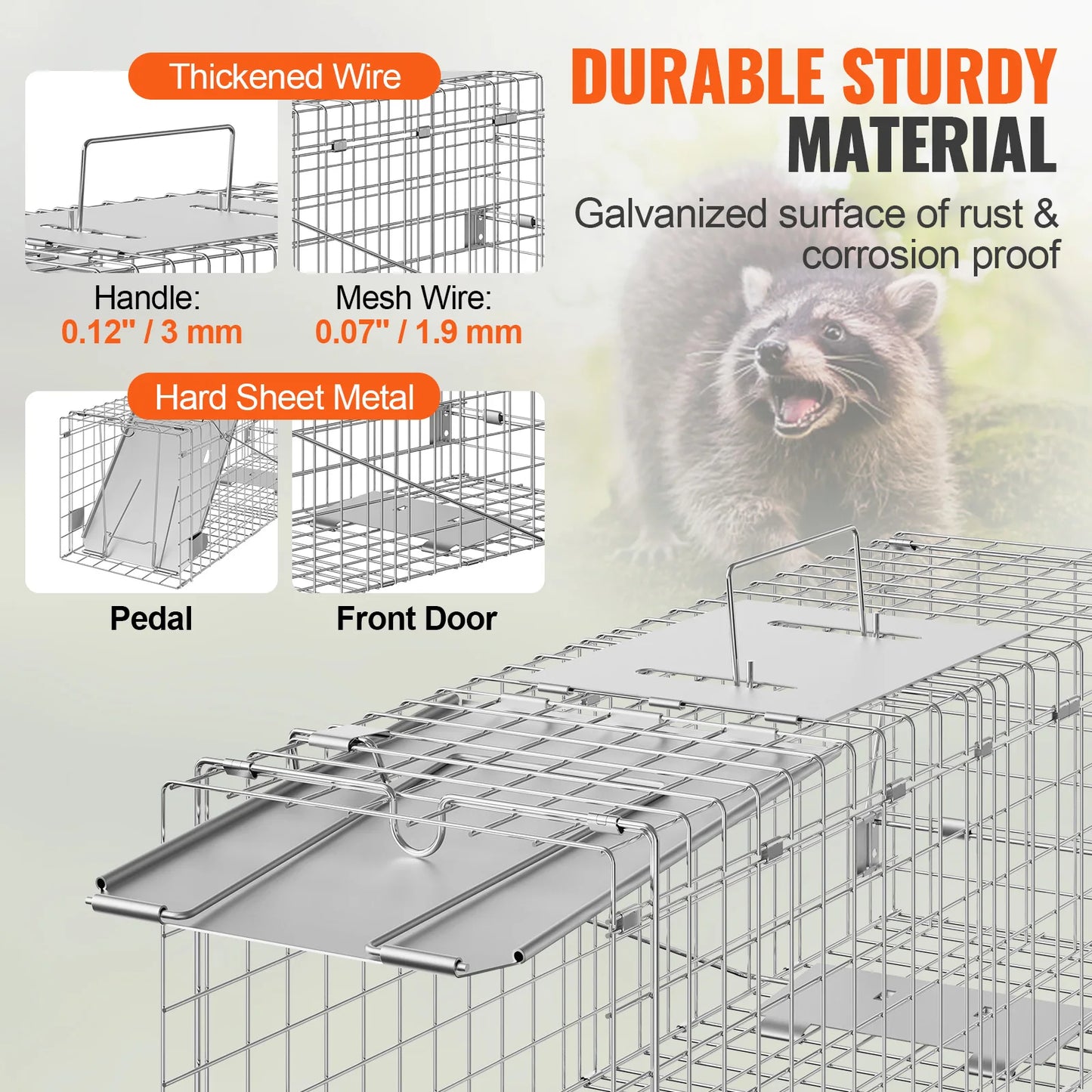 SucceBuy Folding Live Animal Cage Trap Humane Cat Rodent Control