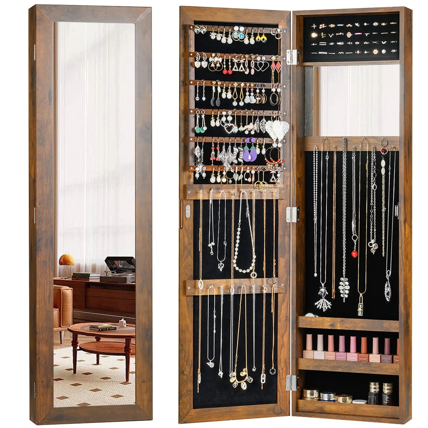 Wall Mounted Jewelry Cabinet With Full Length Mirror