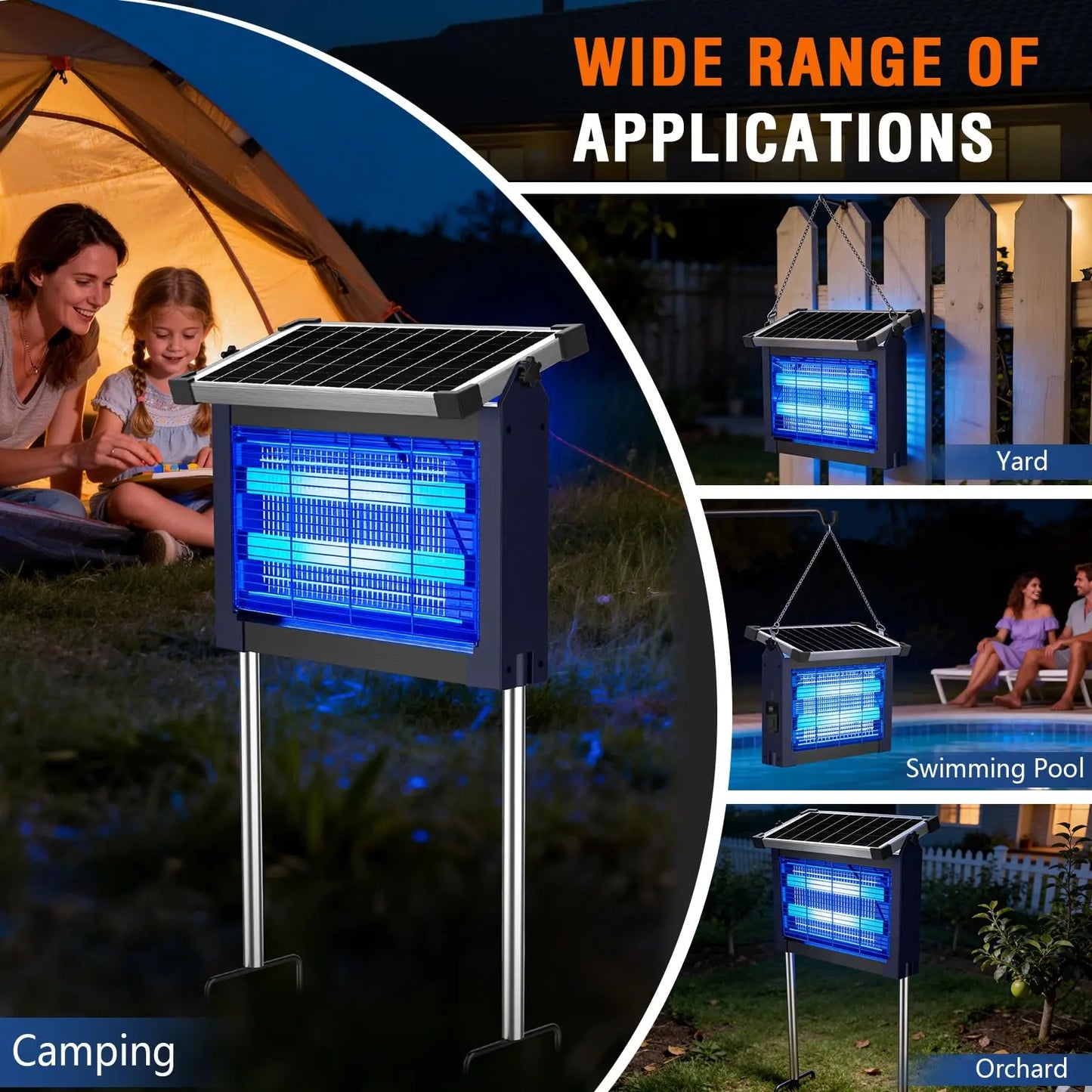 Solar Bug Zapper Outdoor Waterproof Cordless Mosquito Zapper For Patio