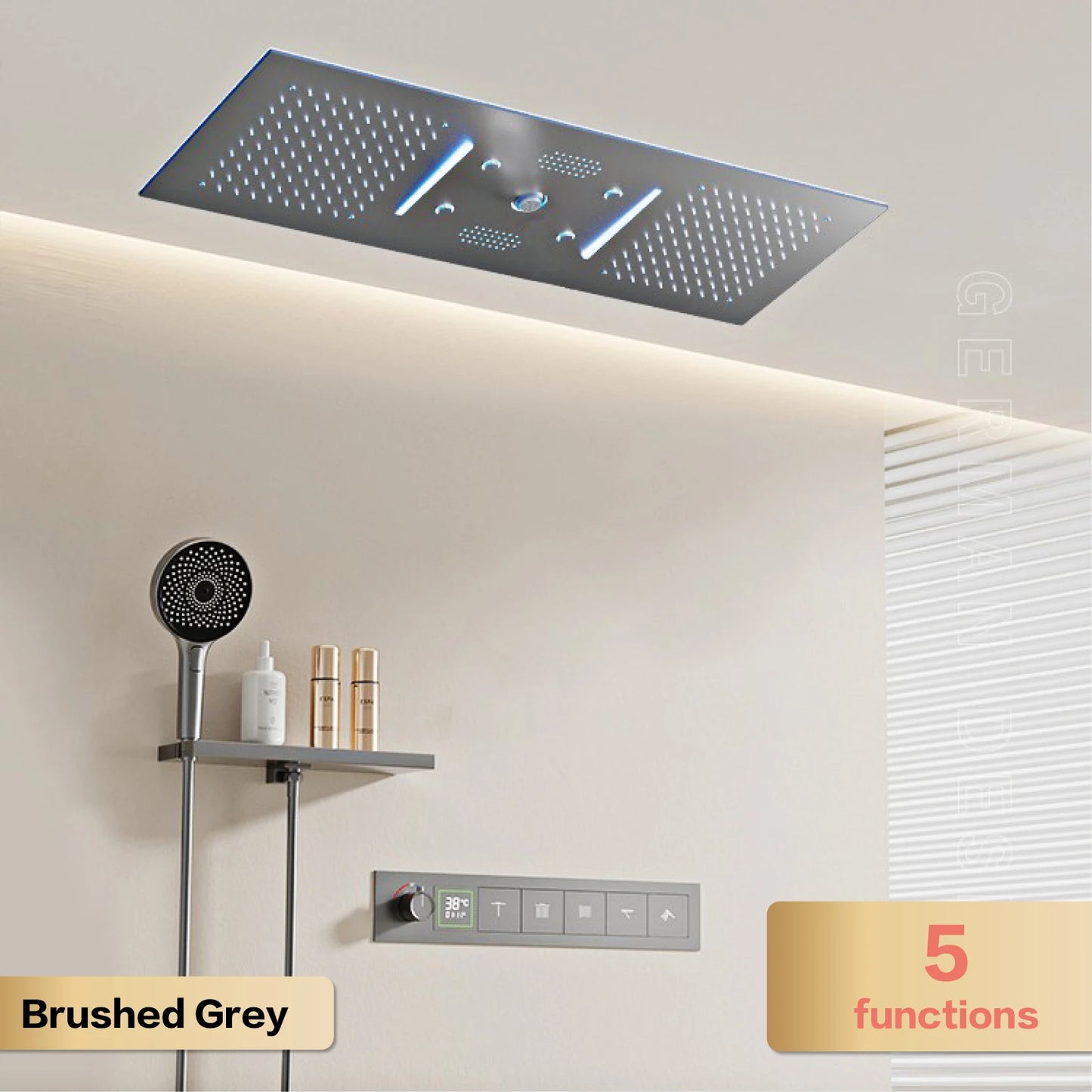 Aitana Luxury Brass Gunmetal LED Display Thermostatic Shower System