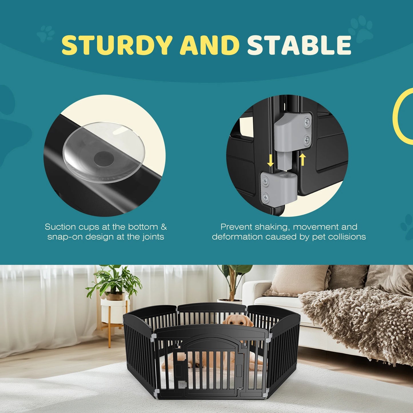 JHK Plastic Dog Playpen 6 Panel Expandable Indoor Outdoor