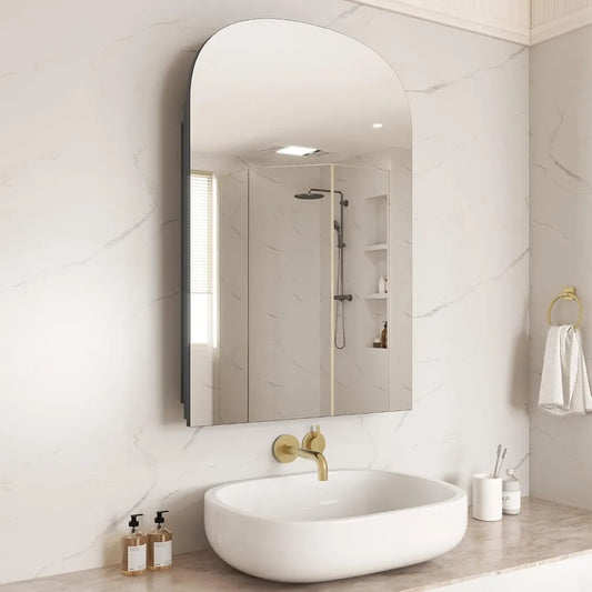 Bathroom Medicine Cabinet Mirror, Arched Frameless Storage Cabinet