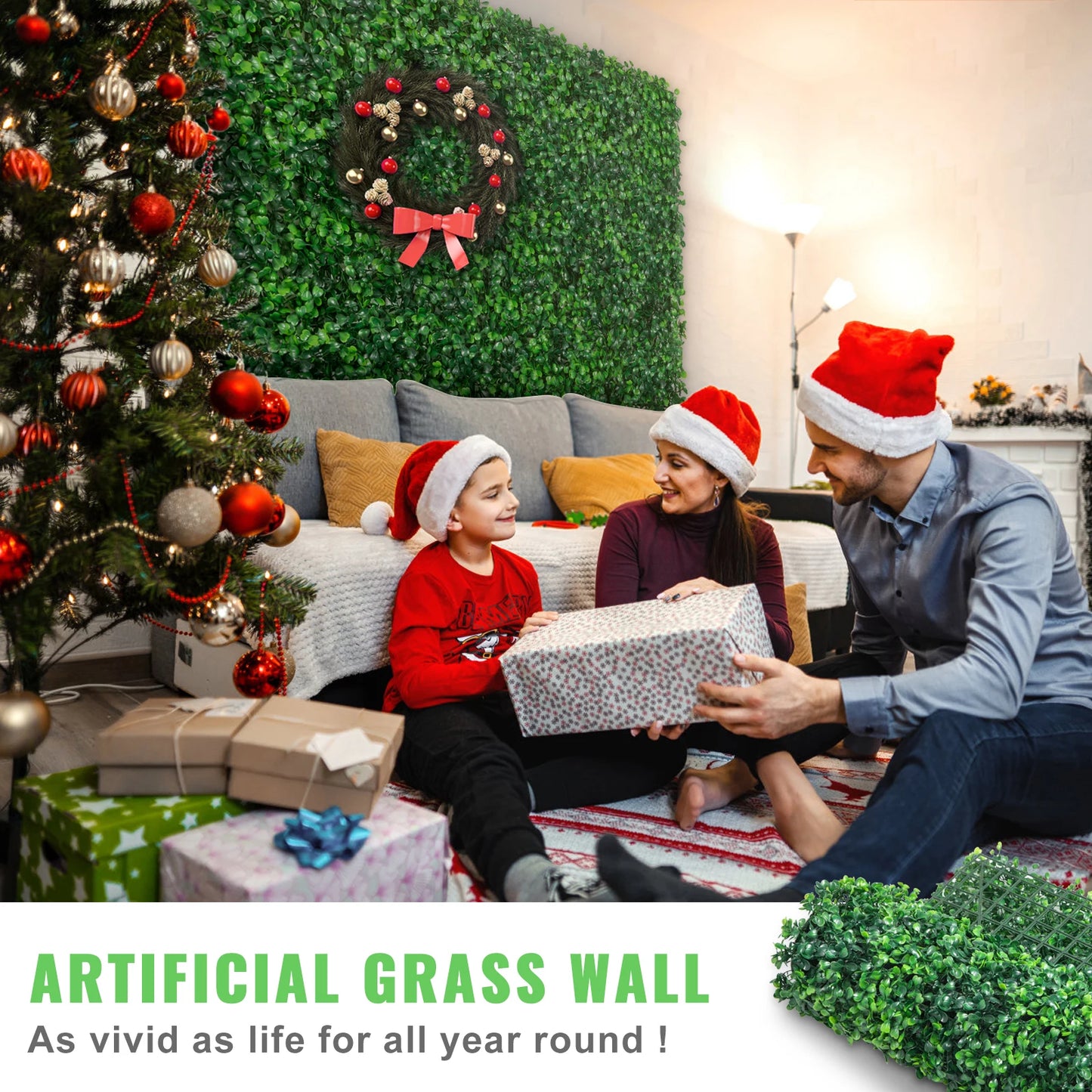 Artificial Boxwood Wall Panels UV Resistant Backdrop