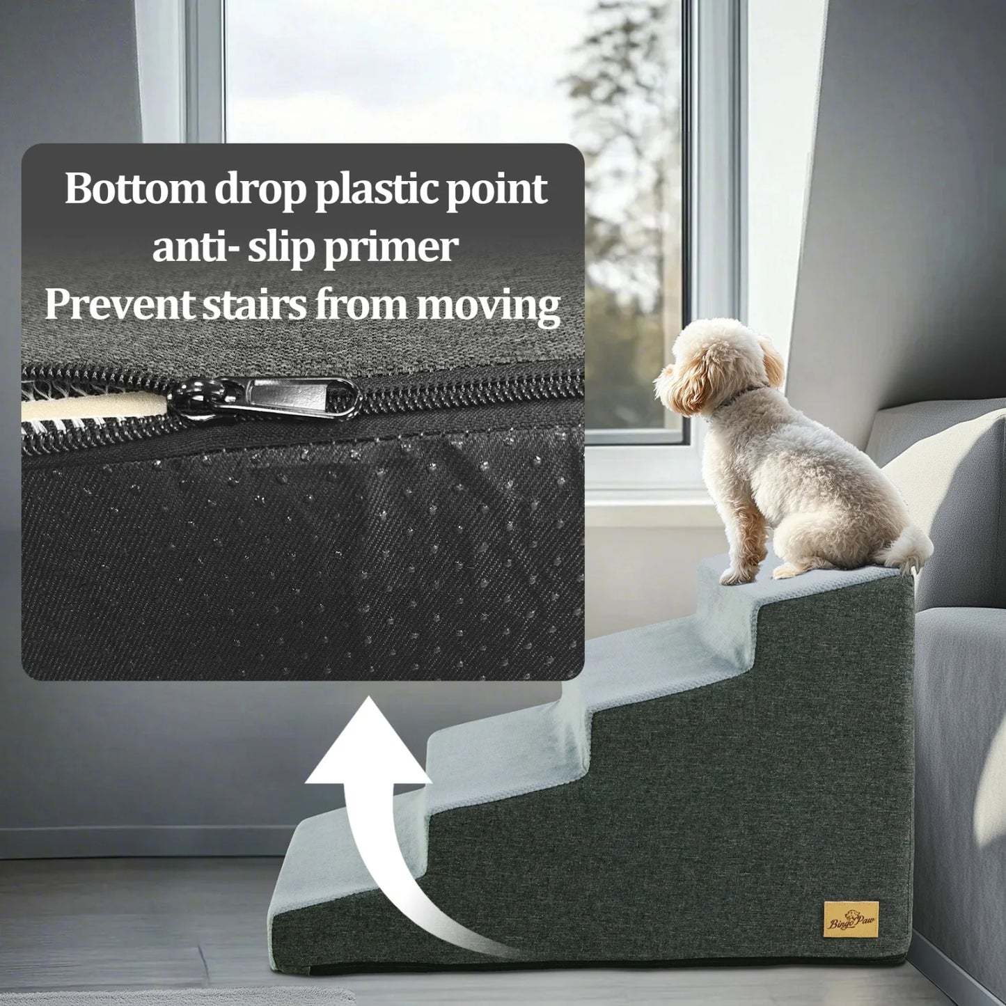 Dog Steps for Small Dogs Non-Slip Ramp with Washable Cover