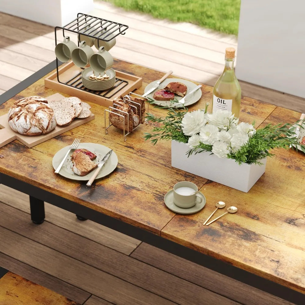 Dining Room Table Set With Modern Metal Frame Rectangular