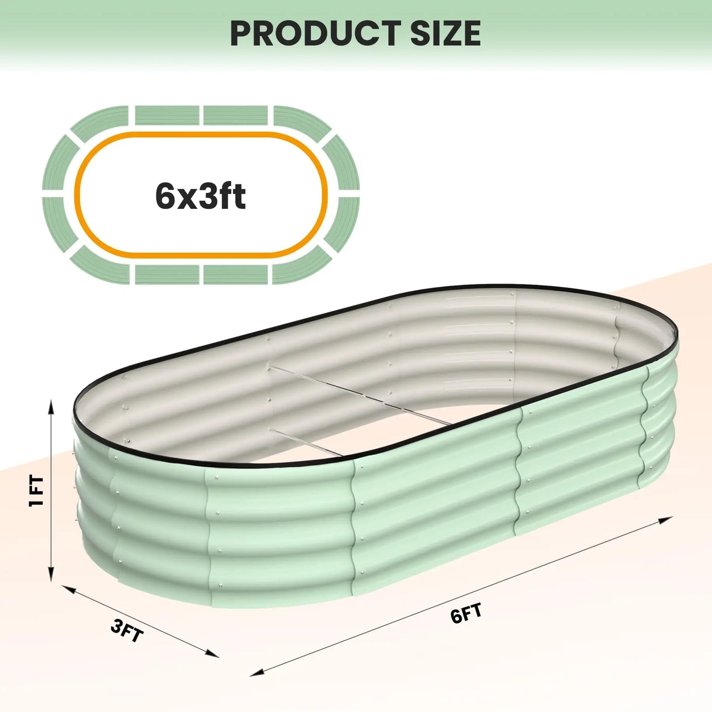 HiMISS Oval Galvanized Steel Raised Garden Bed Two Pack